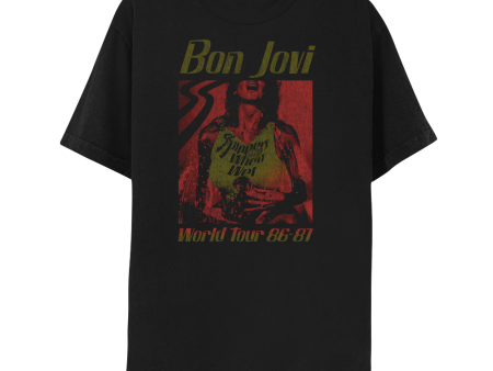 Slippery When Wet Vintage World Tour Black T-Shirt Fashion