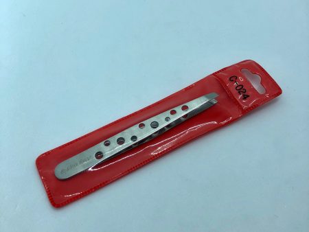 Tweezer Straight (silver) C-0.24 with hole red bag Fashion