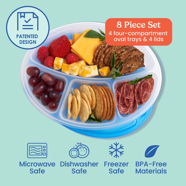 Bentgo Easyboxes 4-Compartment Oval Containers 8-Piece Set Online Hot Sale