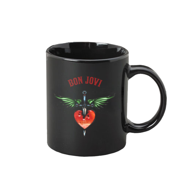 Glass Heart & Dagger Black Mug Fashion