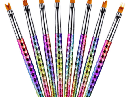 Brush Set | Rainbow Nail Art Brush (8in1) on Sale