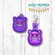 Purple Friend Squishy snap tab and eyelet fob machine embroidery file (single and multi files included) DIGITAL DOWNLOAD Online Sale