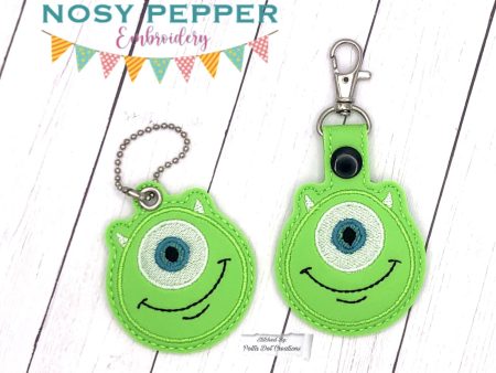 Green monster eyelet fob and snap tab set (singles and multis included) machine embroidery design DIGITAL DOWNLOAD Online Sale