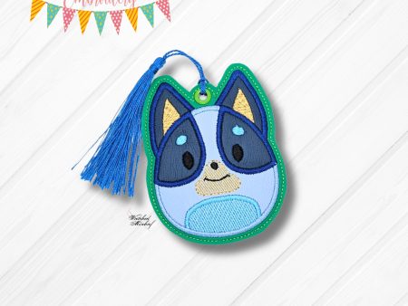 Cyan canine Squishy Applique bookmark bag tag ornament machine embroidery file DIGITAL DOWNLOAD Cheap