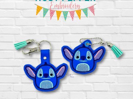 Alien friend Squishy snap tab and eyelet fob machine embroidery file (single and multi files included) DIGITAL DOWNLOAD Supply