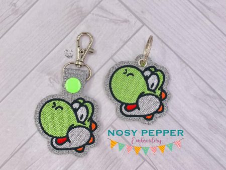 Dino Friend eyelet fob and snap tab set (singles and multis included) machine embroidery design DIGITAL DOWNLOAD Online Sale