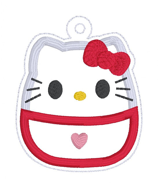 Squishy Kitty snap tab and eyelet fob machine embroidery file (single and multi files included) DIGITAL DOWNLOAD Sale