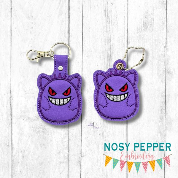 Purple Friend Squishy snap tab and eyelet fob machine embroidery file (single and multi files included) DIGITAL DOWNLOAD Online Sale