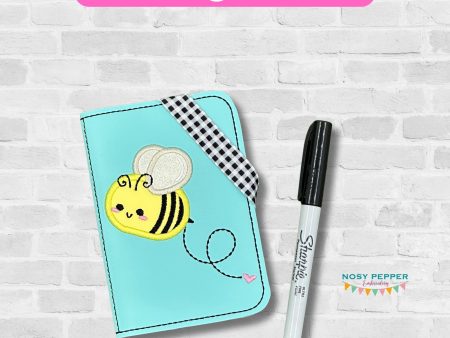 Bee Applique Notebook Cover (2 sizes available) machine embroidery design DIGITAL DOWNLOAD For Sale