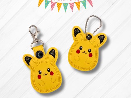 Yellow Friend Squishy snap tab and eyelet fob machine embroidery file (single and multi files included) DIGITAL DOWNLOAD For Sale