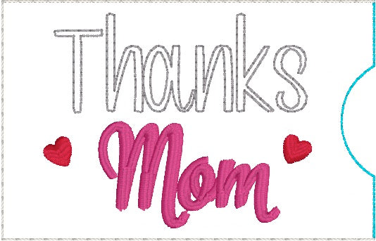 Thanks Mom Gift Card holder (US & UK versions) April 2024 Mystery Bundle machine embroidery design 4x4 DIGITAL DOWNLOAD Fashion