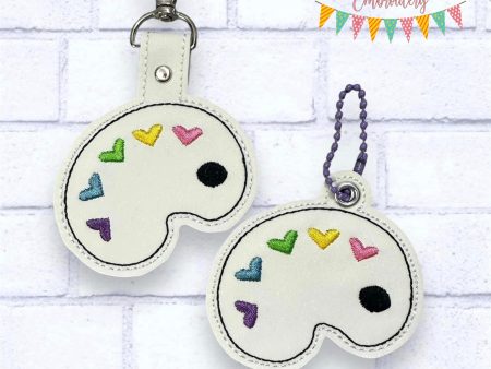 Heart Palette snap tab and eyelet fob machine embroidery file (single and multi files included) Discount