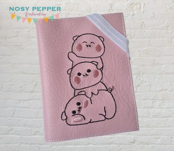 Piggy Pile Notebook Cover (2 sizes available) machine embroidery design DIGITAL DOWNLOAD on Sale