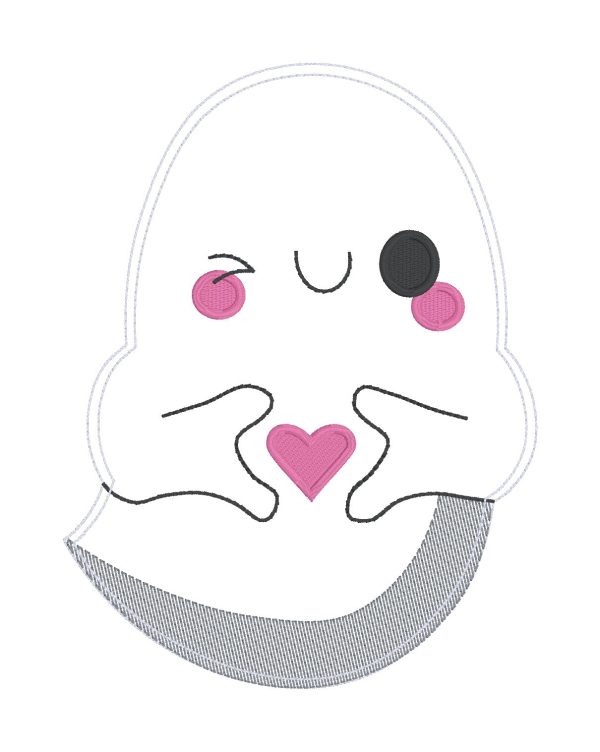 Heart Ghost applique envelope style ITH Mug rug machine embroidery design (4 sizes included) DIGITAL DOWNLOAD Hot on Sale