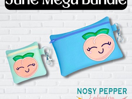 Happy Peach applique ITH Bag embroidery design (5 sizes available) June  24 Mystery Bundle DIGITAL DOWNLOAD For Discount