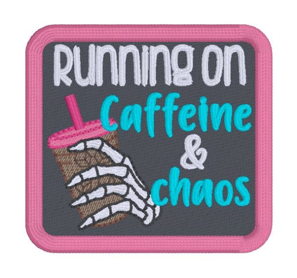 Running On Caffeine patch May 2024 Mystery Bundle (2 sizes included) machine embroidery design DIGITAL DOWNLOAD Online Sale