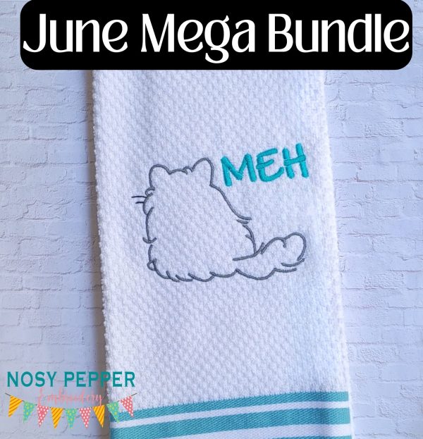 Meh Cat JUNE 2024 MYSTERY BUNDLE machine embroidery design (5 sizes included) DIGITAL DOWNLOAD Discount