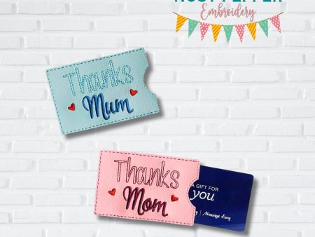 Thanks Mom Gift Card holder (US & UK versions) April 2024 Mystery Bundle machine embroidery design 4x4 DIGITAL DOWNLOAD Fashion