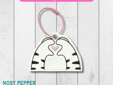 Cat Love bookmark ornament bag tag machine embroidery design DIGITAL DOWNLOAD Cheap