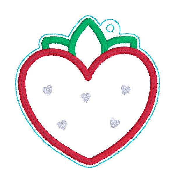 Strawberry Heart applique shaker bookmark ornament bag tag machine embroidery design DIGITAL DOWNLOAD Supply