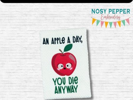 An Apple A Day applique machine embroidery design (4 sizes included) DIGITAL DOWNLOAD Online Sale