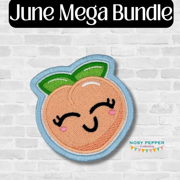 Happy Peach patch June 2024 Mystery Bundle (2 sizes included) machine embroidery design DIGITAL DOWNLOAD Online