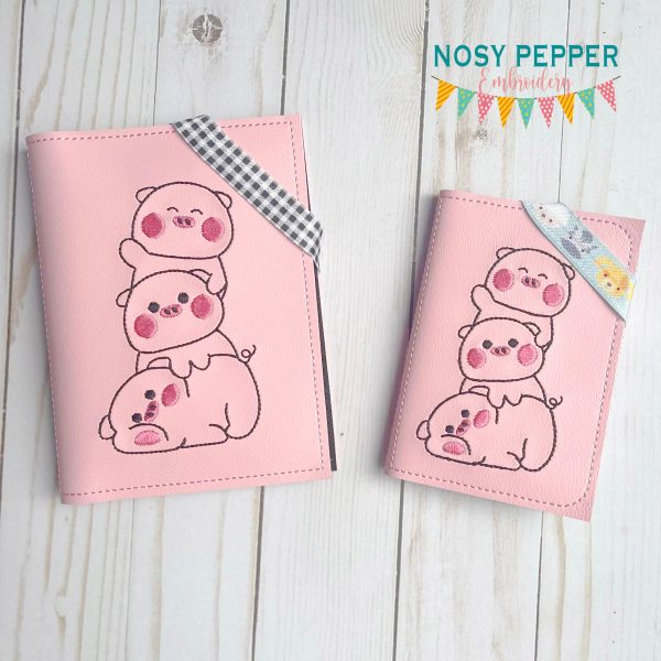 Piggy Pile Notebook Cover (2 sizes available) machine embroidery design DIGITAL DOWNLOAD on Sale