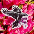 Flying Crow & Blossoms Vinyl Sticker For Cheap