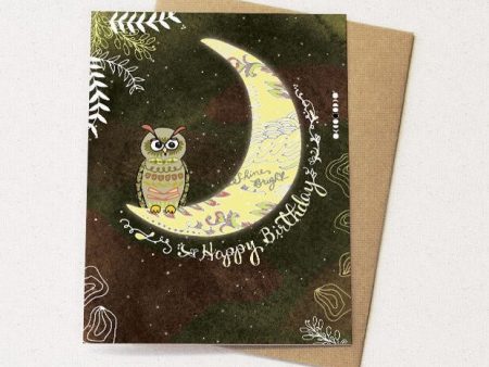 Owl Moon Birthday Card For Cheap