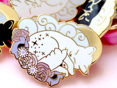 Sleeping White Cat Enamel Pin For Discount