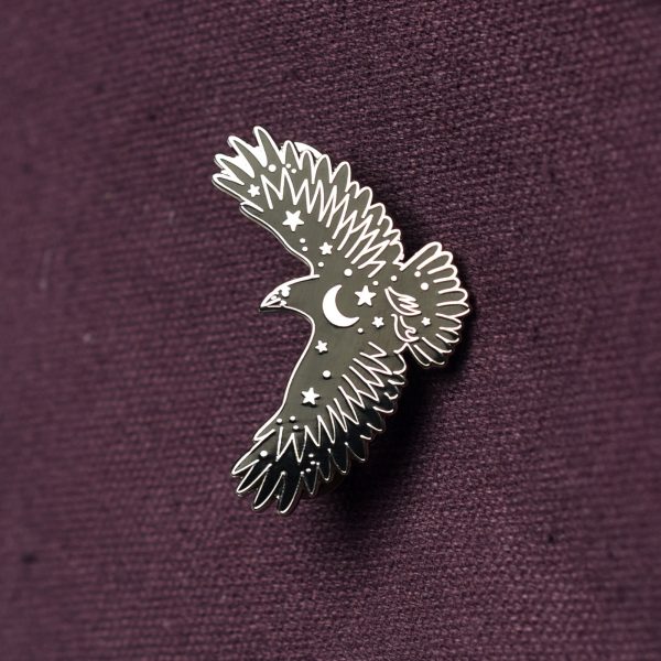 Crow & Stars Enamel Pin For Cheap