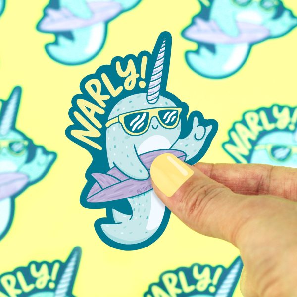 Surfing Narwhal Narly Vinyl Sticker Online