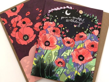 Poppies Beautiful Birthday Card on Sale