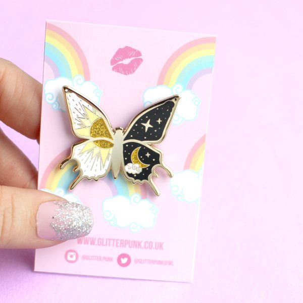 Sun & Moon Butterfly Enamel Pin Online Hot Sale