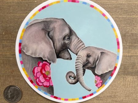 Elephant Mama and Baby Vinyl Sticker Online Hot Sale