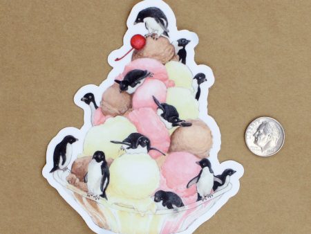 Penguin Sundae Vinyl Sticker Cheap