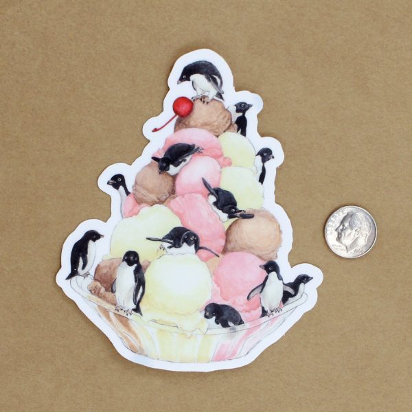 Penguin Sundae Vinyl Sticker Cheap