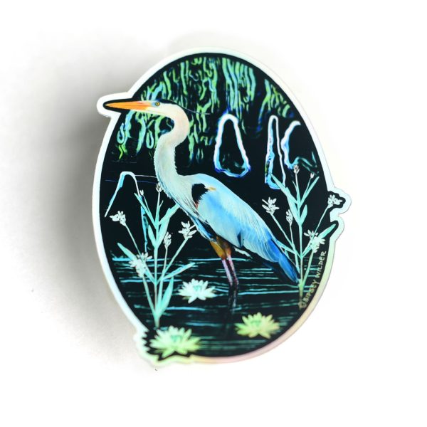 Holographic Great Blue Heron Vinyl Sticker For Sale