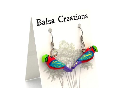 Scarlet Macaw Balsa Earrings For Cheap