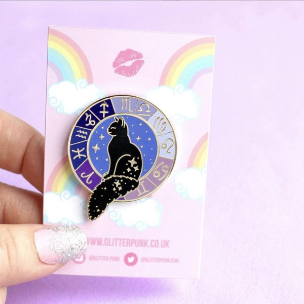 Zodiac Cat Enamel Pin For Discount