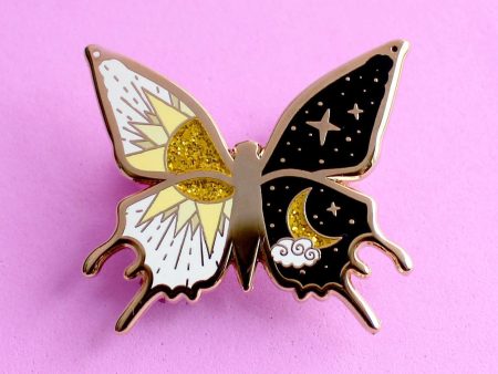 Sun & Moon Butterfly Enamel Pin Online Hot Sale