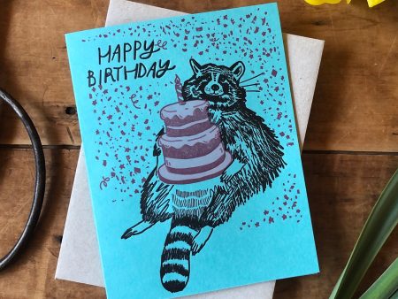 Happy Birthday Raccoon Card Fashion