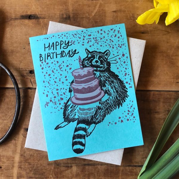 Happy Birthday Raccoon Card Fashion