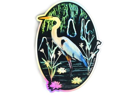 Holographic Great Blue Heron Vinyl Sticker For Sale